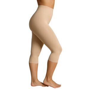 Curveez Women's Nude High Waisted 360 Control Shaping Carpri Leggings Size L NIP